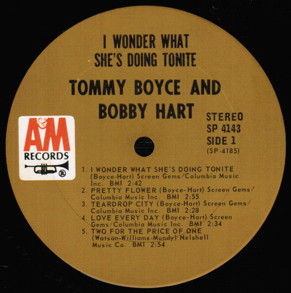 Boyce, Tommy & Bobby Hart - I Wonder What She's Doing Tonite? (Vinyl, VG) (Vinyl LP)