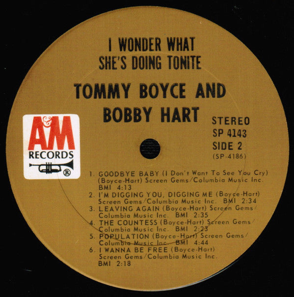 Boyce, Tommy & Bobby Hart - I Wonder What She's Doing Tonite? (Vinyl, VG) (Vinyl LP)
