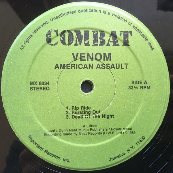 Venom  - American Assault (Vinyl, VG+) (Vinyl LP)