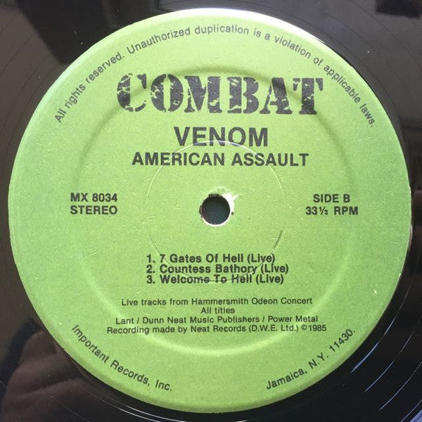 Venom  - American Assault (Vinyl, VG+) (Vinyl LP)