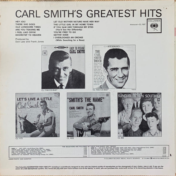 Smith, Carl - Carl Smith's Greatest Hits (Vinyl, VG) (Vinyl LP)