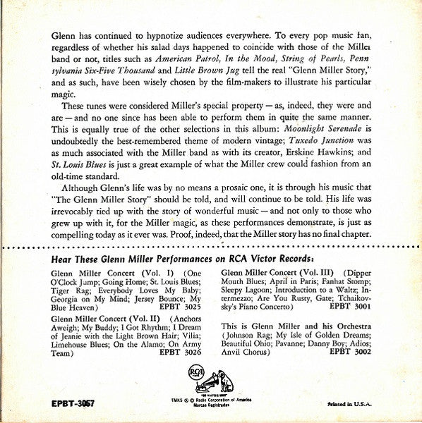 Miller, Glen And His Orchestra - Glenn Miller Plays Selections From The Film "The Glenn Miller Story" (VG) (Vinyl LP)