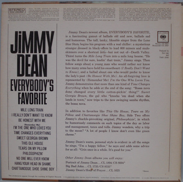 Dean, Jimmy - Everybody's Favorite (VG+) (Vinyl LP)