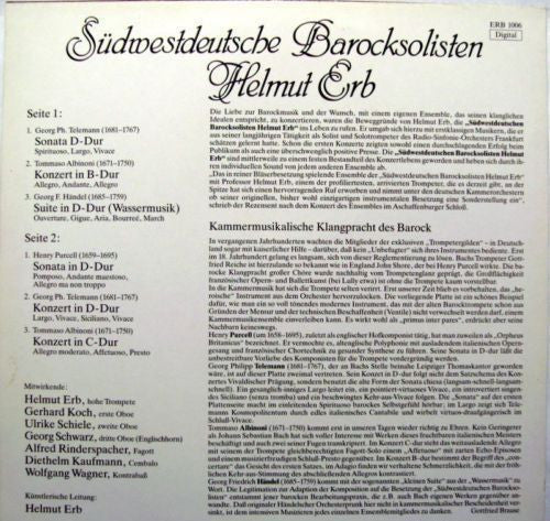 Sudwestdeutsche Barocksolisten, Helmut Erb - Purcell / Teleman / Handel / Albinoni - Helmut Erb Spielt Werke Von Telemann, Albinoni, Handel, Purcell  (NM or M-) (Vinyl LP)
