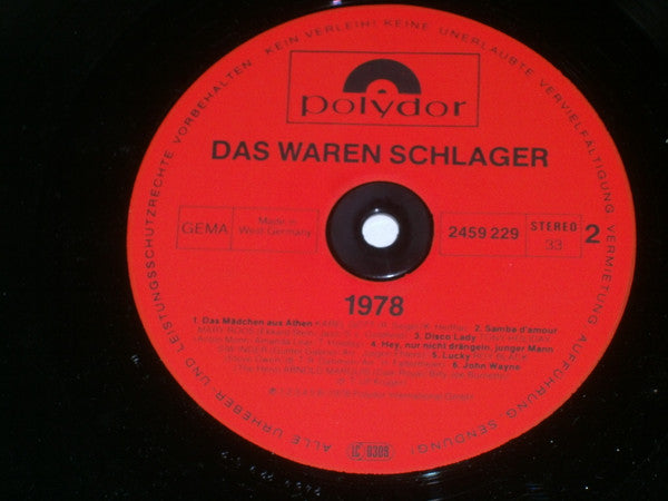 Various - Das Waren Schlager 1978 (VG+) (Vinyl LP)