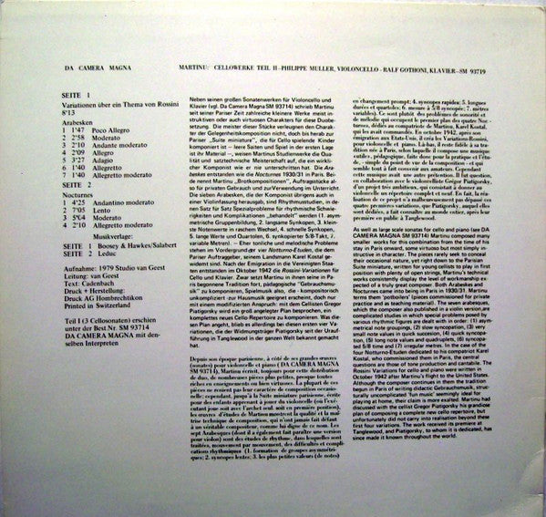 Martinu, Philippe Muller, Ralf Gothoni - Cellowerke 2 (NM or M-) (Vinyl LP)