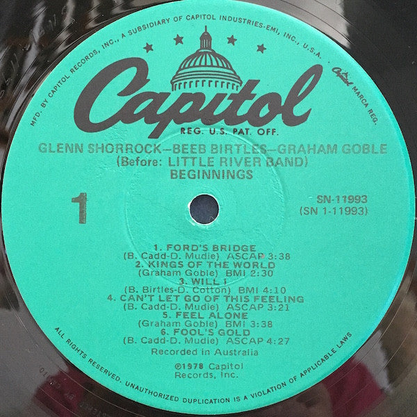 Shorrock, Glenn • Beeb Birtles • Graham Goble - Beginnings (VG+) (Vinyl LP)