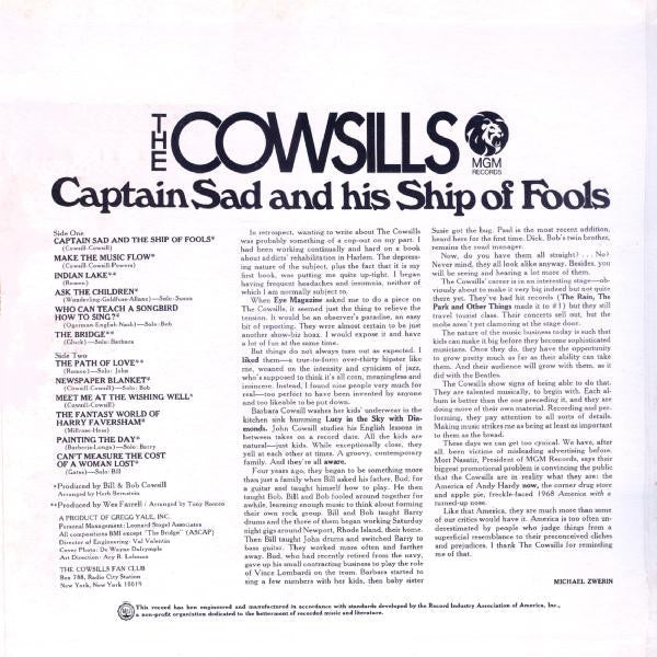 Cowsills - Captain Sad And His Ship Of Fools (VG) (Vinyl LP)