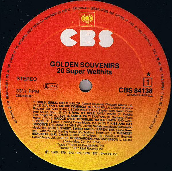 Various - Golden Souvenirs - 20 Super Welthits (VG+) (Vinyl LP)