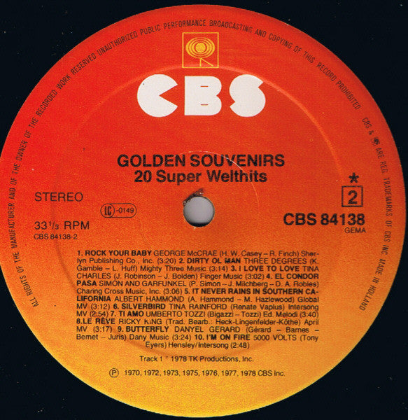 Various - Golden Souvenirs - 20 Super Welthits (VG+) (Vinyl LP)