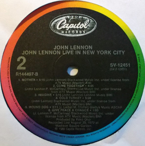 Lennon, John - Live In New York City (Vinyl, VG+) (Vinyl LP)