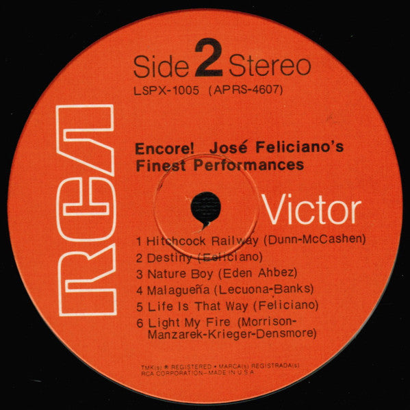 Feliciano, Jose - Encore! José Feliciano's Finest Performances (VG+) (Vinyl LP)