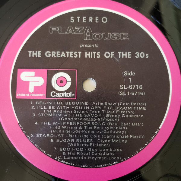 Various - Plaza House Presents The Greatest Hits Of The 30s (VG) (Vinyl LP)