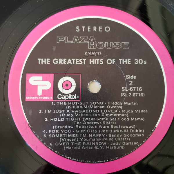 Various - Plaza House Presents The Greatest Hits Of The 30s (VG) (Vinyl LP)