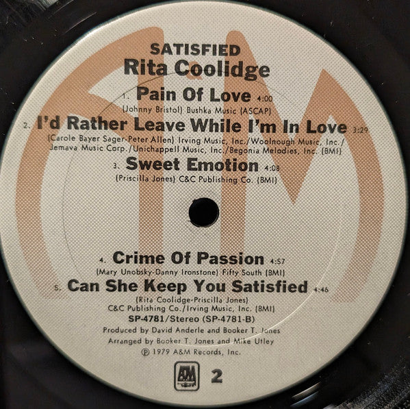 Coolidge, Rita - Satisfied (VG+) (Vinyl LP)
