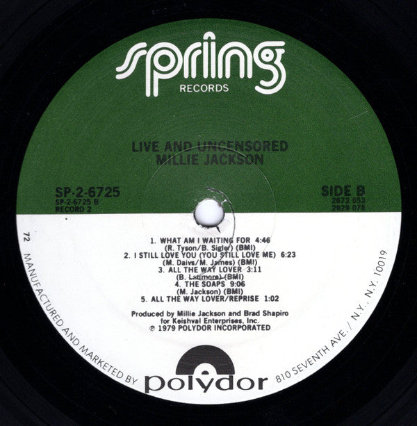 Jackson, Millie - Live & Uncensored  (VG+) (Vinyl LP)