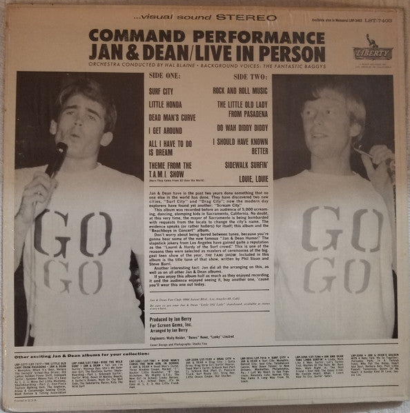 Jan & Dean - Command Performance/Live In Person (VG) (Vinyl LP)