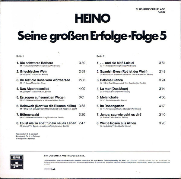 Heino - Seine Großen Erfolge Folge 5 (VG+) (Vinyl LP)