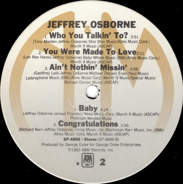 Osborne, Jeffrey - Jeffrey Osborne (VG+) (Vinyl LP)