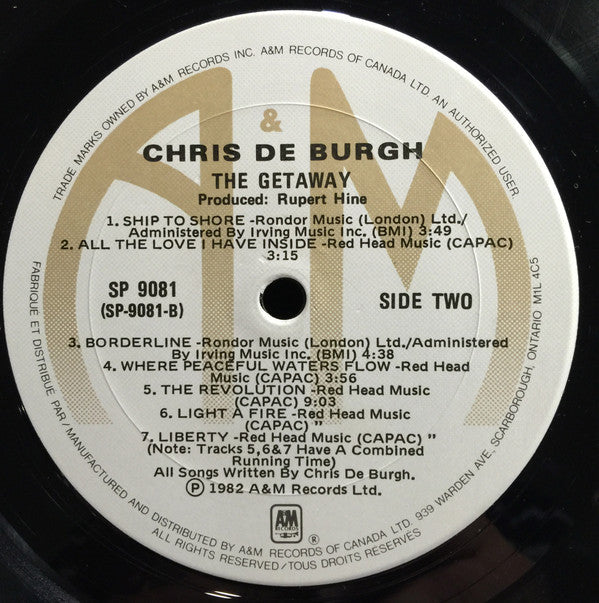 De Burgh, Chris - The Getaway (VG+) (Vinyl LP)