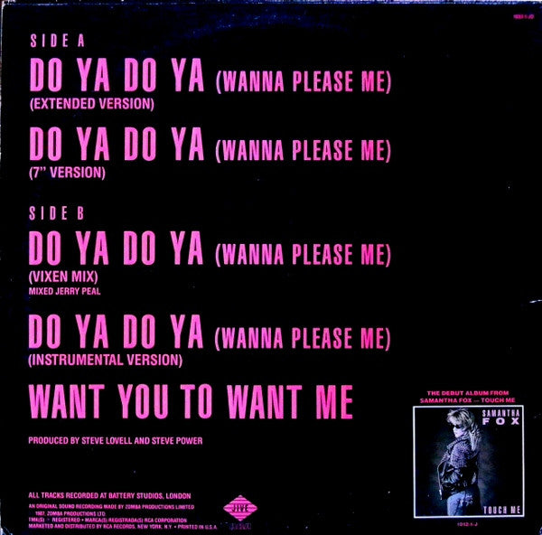 Fox, Samantha - Do Ya Do Ya (Wanna Please Me) (M) (Vinyl LP)
