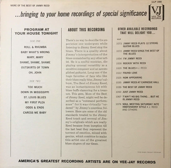 Reed, Jimmy - Jimmy Reed With More Of The Best (Vinyl, VG) (Vinyl LP)