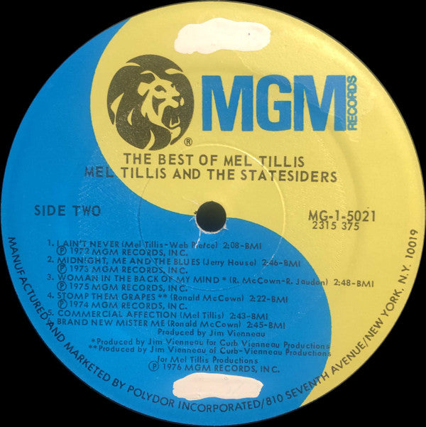 Tillis, Mel And The Statesiders  - The Best Of Mel Tillis And The Statesiders (VG+) (Vinyl LP)