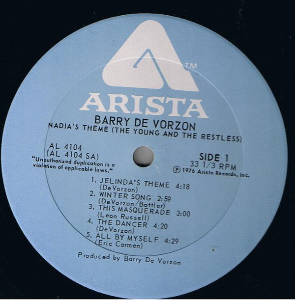 De Vorzon, Barry - Nadia's Theme (The Young And The Restless) (VG+) (Vinyl LP)