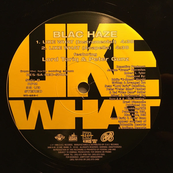 Blac Haze Featuring Lord Tariq & Peter Gunz - Like What (M) (Vinyl LP)