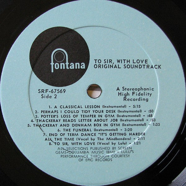 To Sir, With Love Original Motion Picture Soundtrack (Vinyl, NM or M-) (Vinyl LP)