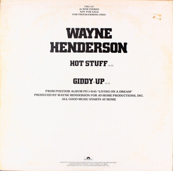 Henderson, Wayne - Hot Stuff / Giddy-Up (VG+) (Vinyl LP)