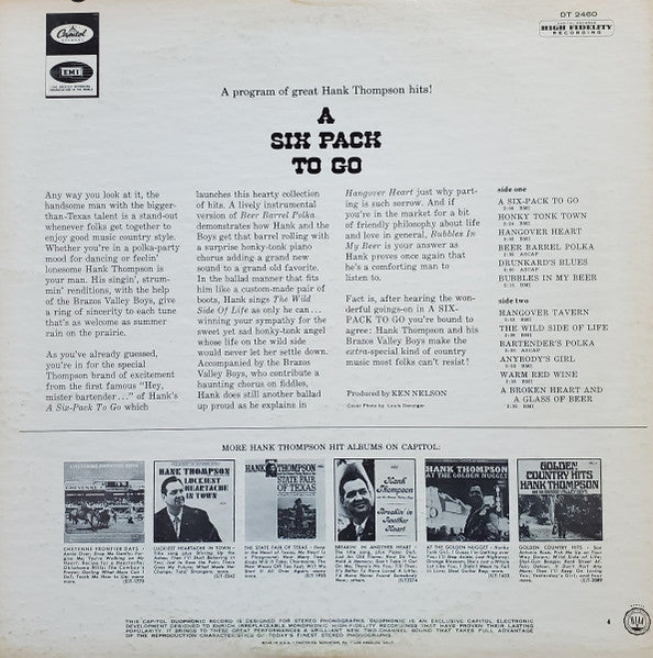 Thompson, Hank And His Brazos Valley Boys - A Six Pack To Go (VG) (Vinyl LP)