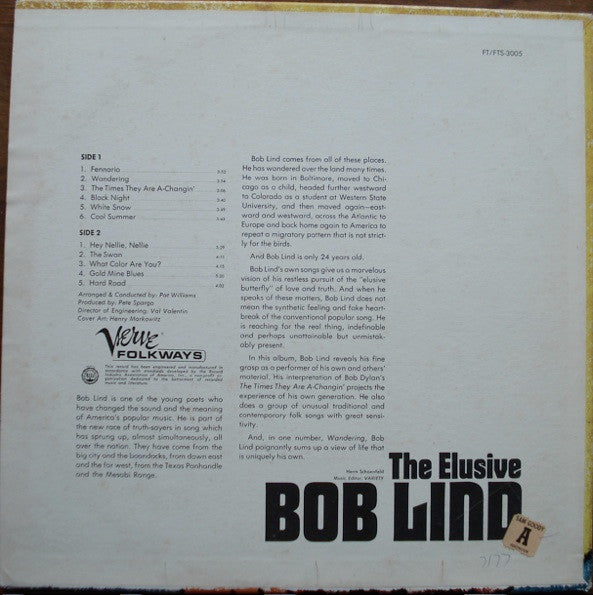 Lind, Bob - The Elusive Bob Lind (VG+) (Vinyl LP)
