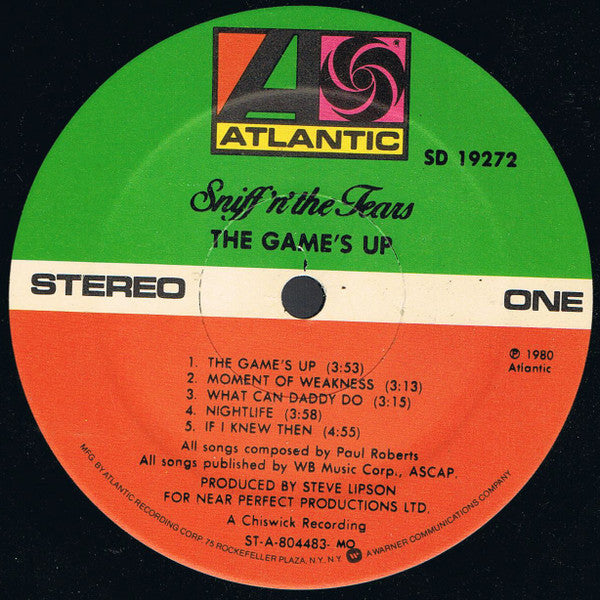 Sniff 'n' the Tears - The Game's Up (NM or M-) (Vinyl LP)