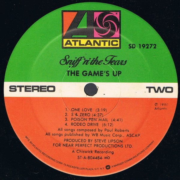 Sniff 'n' the Tears - The Game's Up (NM or M-) (Vinyl LP)