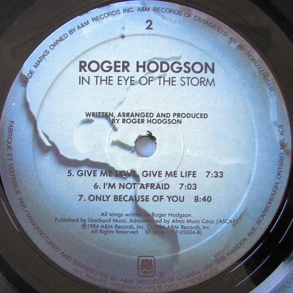 Hodgson, Roger - In The Eye Of The Storm (VG+) (Vinyl LP)
