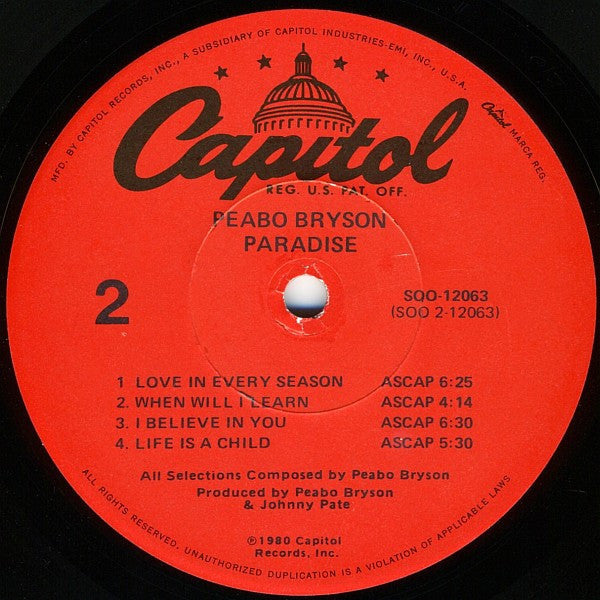 Bryson, Peabo - Paradise (VG+) (Vinyl LP)