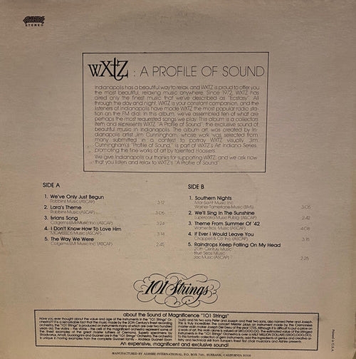 101 Strings - WXTZ  FM 103 A Profile Of Sound (M) (Vinyl LP)