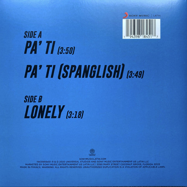 Lopez, Jennifer & Maluma - Pa' Ti / Lonely (NM or M-) (Vinyl LP)