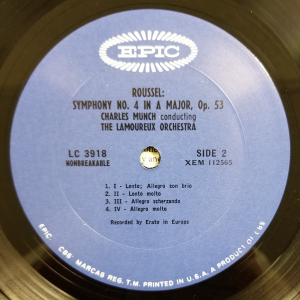 Roussel, Albert Orchestre De L'Association Des Concerts Lamoureux*, Charles Münch* - Symphonies Nos. 3 & 4 (VG+) (Vinyl LP)