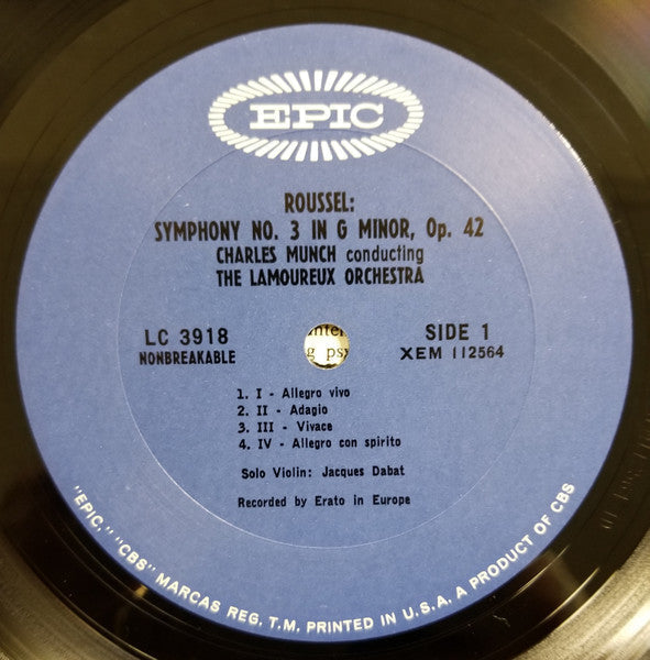 Roussel, Albert Orchestre De L'Association Des Concerts Lamoureux*, Charles Münch* - Symphonies Nos. 3 & 4 (VG+) (Vinyl LP)