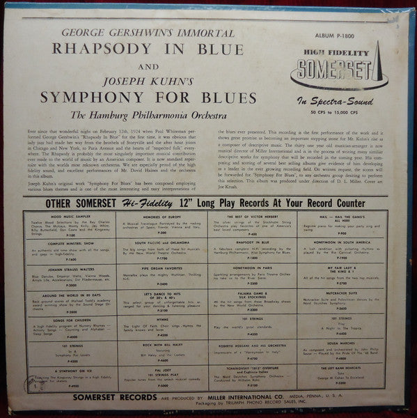 Gershwin, Joseph Kuhn, The Hamburg Philharmonia Orchestra - Immortal Rhapsody In Blue / Symphony For Blues (Vinyl, VG+) (Vinyl LP)