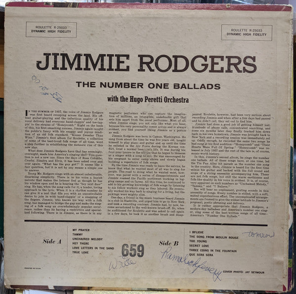 Rodgers, Jimmie  - The Number One Ballads (VG) (Vinyl LP)
