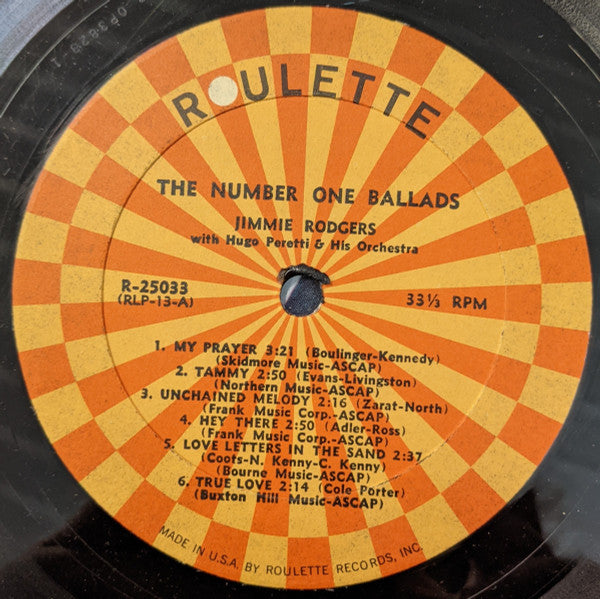 Rodgers, Jimmie  - The Number One Ballads (VG) (Vinyl LP)