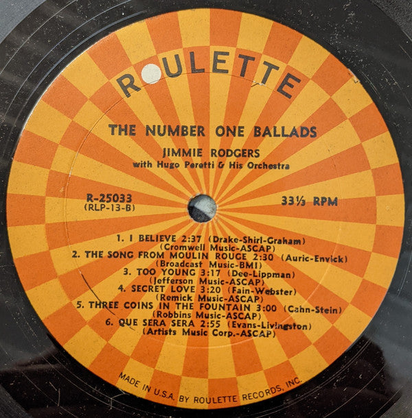 Rodgers, Jimmie  - The Number One Ballads (VG) (Vinyl LP)