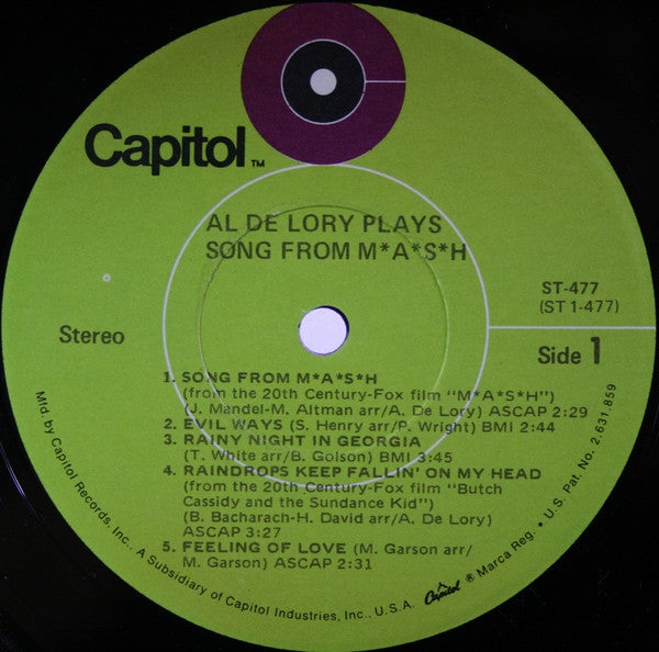 De Lory, Al - Plays Song From MASH (VG+) (Vinyl LP)