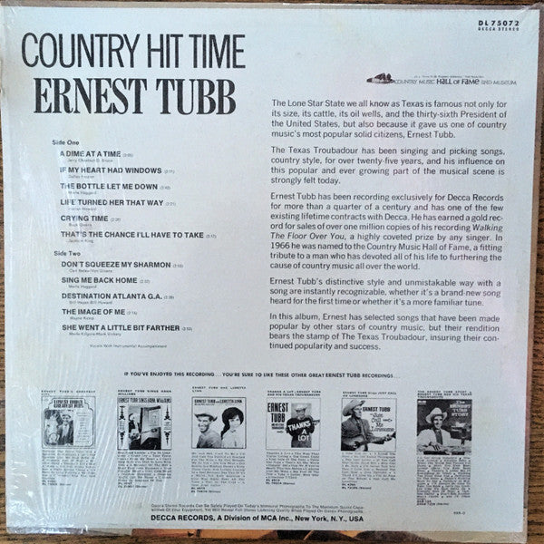 Tubb, Ernest - Country Hit Time (Vinyl, VG) (Vinyl LP)