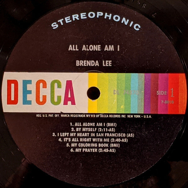 Lee, Brenda - All Alone Am I (VG) (Vinyl LP)