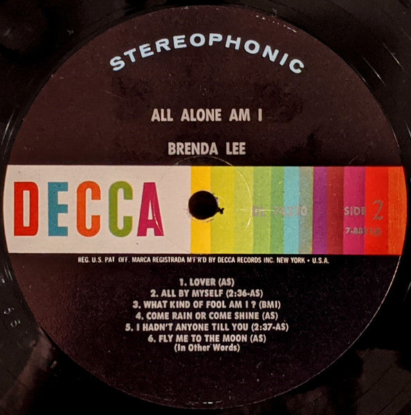 Lee, Brenda - All Alone Am I (VG) (Vinyl LP)
