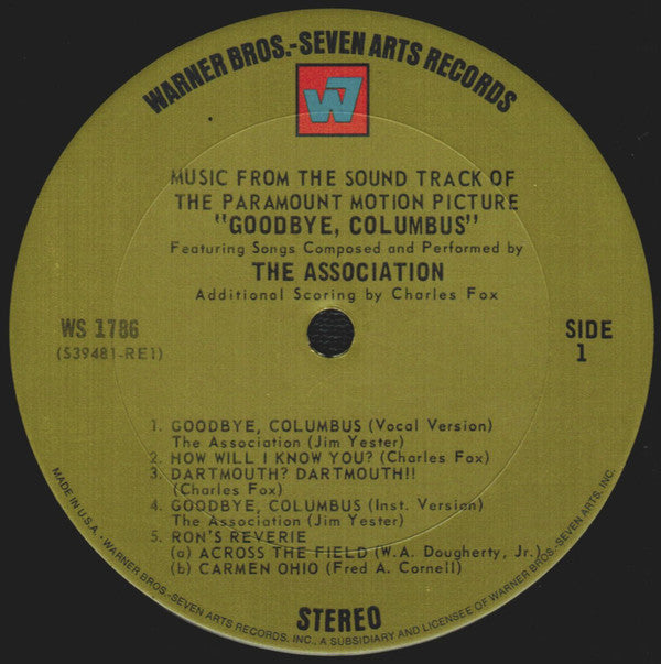 Association / Charles Fox - Music From The Sound Track Of The Paramount Motion Picture "Goodbye, Columbus" (VG+) (Vinyl LP)